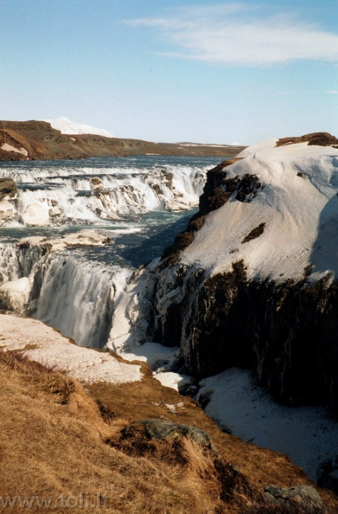 islandija04 Gullfoss krioklys tektoninio lūžio vietoje, laikomoje Amerikos ir Europos žemynų sandūra